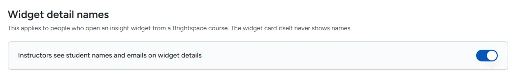 Widget detail names with the Instructors see student names switch on