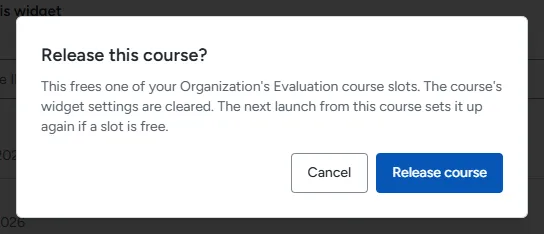 The Release this course confirmation